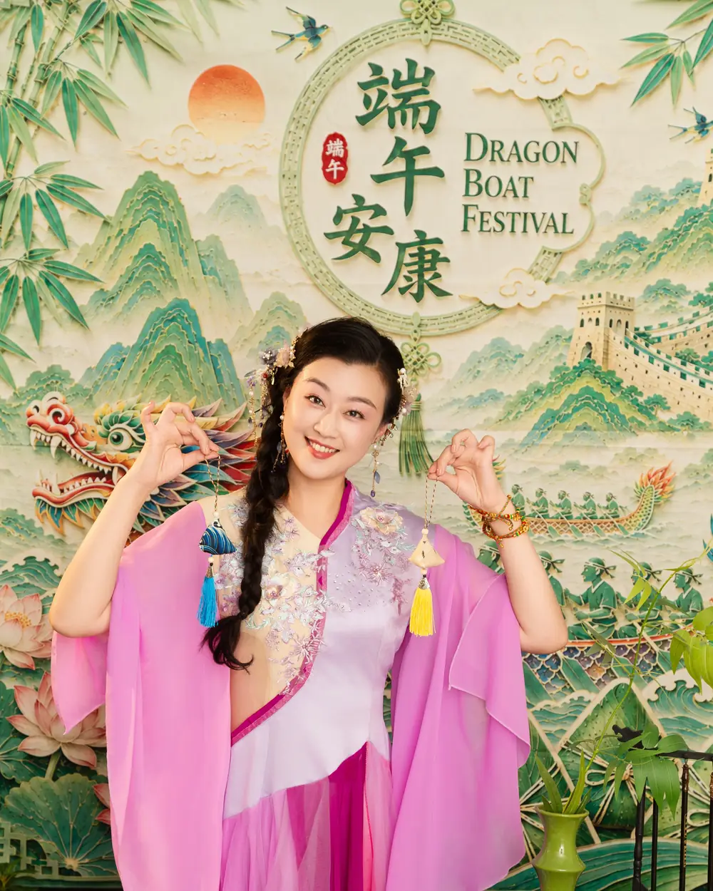 Raina holding a festival sachet with tassels