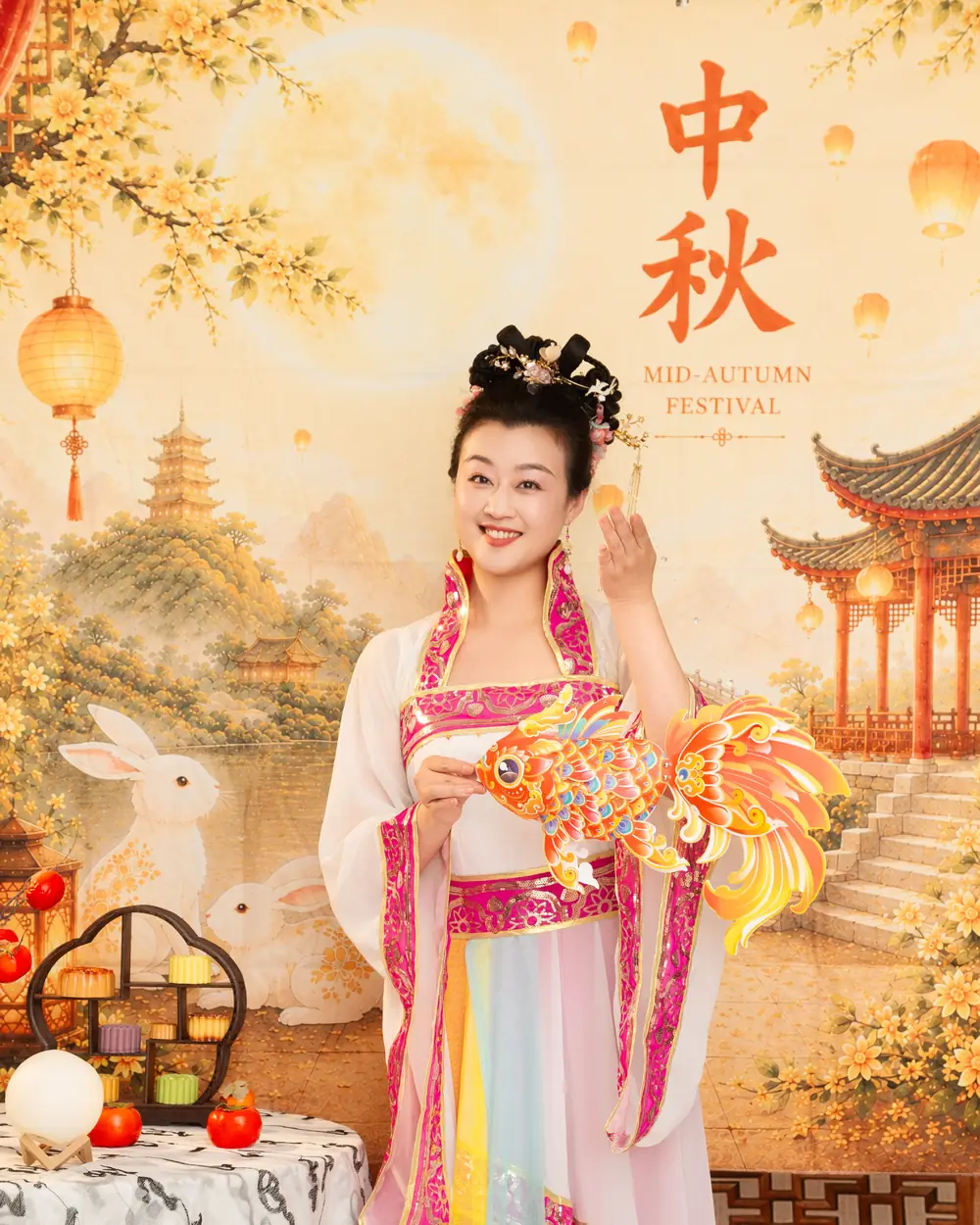Raina holding a goldfish lantern