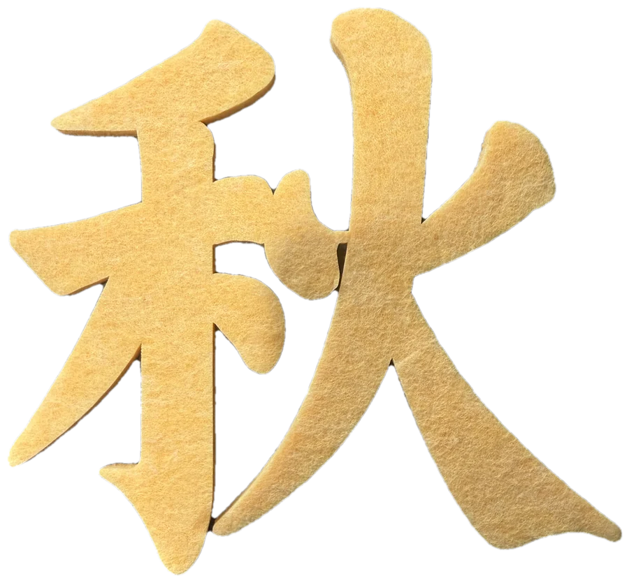 秋, the Chinese character for autumn, cut from felt